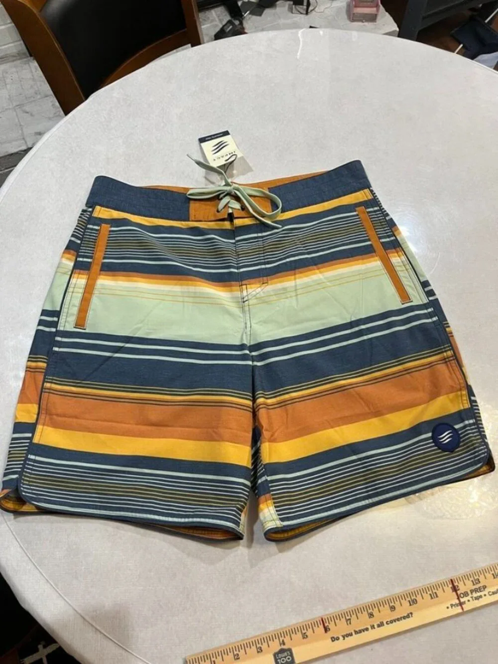 Impact Collection Board Shorts Striped Swim Trunks 34 Blue
